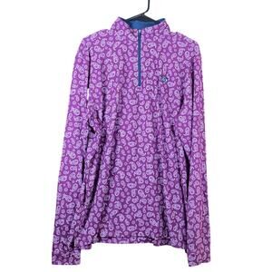 Good Good Golf Men Shirt Purple Paisley 1/4 Zip Pullover Long Sleeve Stretch XL